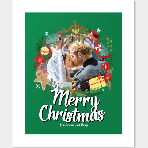 Meghan & Harry Merry Christmas Wall Art by Alisterny